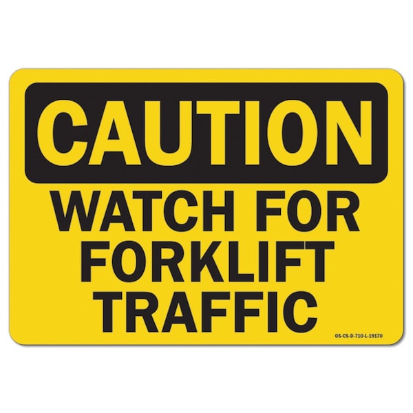 OSHA Caution, 3.5" Height, Decal, 5" x 3.5", Landscape, PK10, Forklift 2